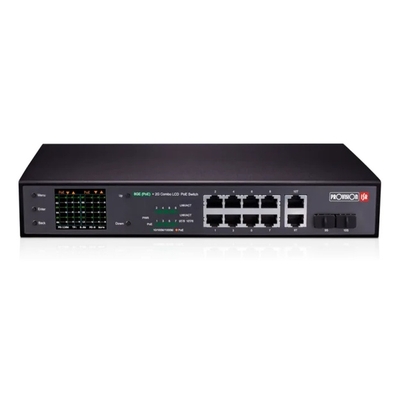 PROVISION PR-PoES-08120GCL+2Combo 8 csatornás Giga PoE switch 2G combo Ethernet portokkal és LCD